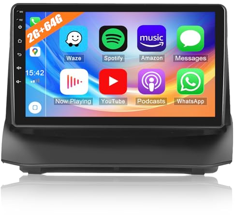 CAMECHO 2G+64G Android 13 Autoradio per Ford Fiesta 2009-2014 con Navi Carplay Android Auto,Doppio Din Radio 9 Pollici Schermo, con RDS FM HiFi Bluetooth + Telecamera Posteriore