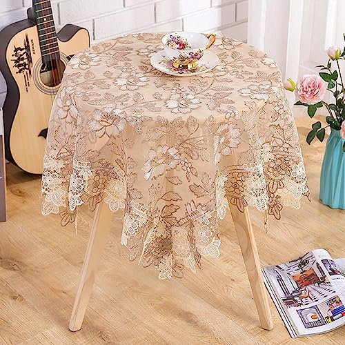 DAZZLEEX Runde Tischdecke, Spitzenblumentischschutz, dekorative Tischdecke, runde Tischdecke für runden Tisch, Hochzeitsgeschenk, 90 x 90 cm