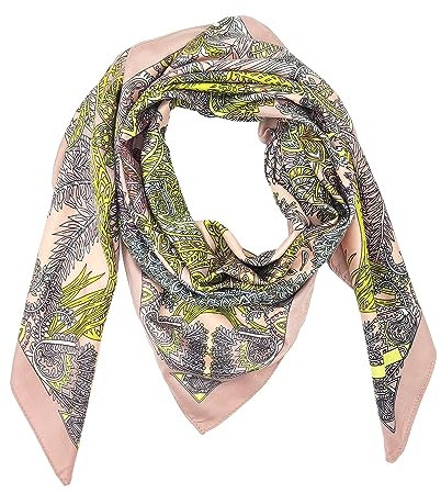 FOX-TECH Bandana Damen Kopftuch Quadrates Bedrucktes Halstuch Satin Seidentuch Schal 90 x 90 cm (Elegante Blumen)