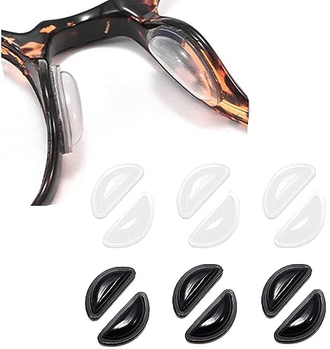 RYMAUP® 6 Paar Brillen-Nasenpads, 3,5 mm dick, Selbstklebende, rutschfeste Brillen-Nasengriffe mit Airbag für Sonnenbrillen, Brillen, Lesebrillen (schwarz und weiß)