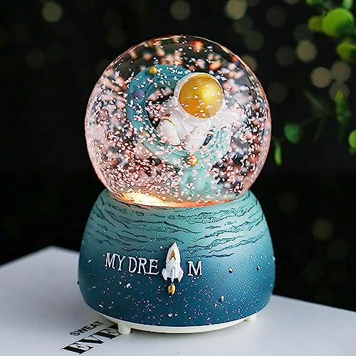 Boîte à Musique de Boule de Cristal avec LED Veilleuse Boule de Neige Musicale Forme Château Décoration Boule de Verre Neiger Automatique Jouets Cadeau Enfant Noël Anniversaire