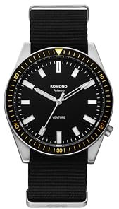 KOMONO Ray Ventura NATO Herren Quarzuhr in Silber Schwarz mit recyceltem Gurtband