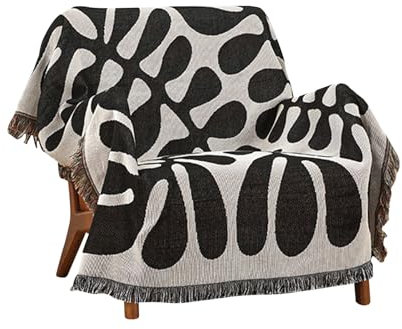 Ergocar Boho Kuscheldecke, Flauschige Wohndecke mit Quasten, Dünn und Bequem Jacquard Überwurf Decke, Weiche & Warme Reisedecken, Couchdecke für Schlafzimmer, Wohnzimmer, Büro