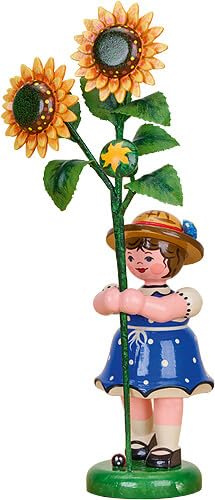 Hubrig Volkskunst GmbH Blumenkind Mädchen mit Sonnenblume - 17 cm