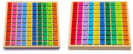 Natureich 2X Rechenbrett - 1x1, Division, Multiplikationsbrett, Mal, Geteilt Lernen für Grundschüler Einmaleins Tafel Holzrechenbrett Holzwürfel