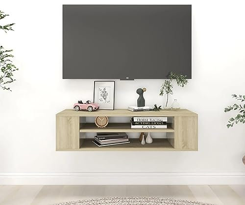 ZEYUAN TV-Hängeschrank, Fernsehschrank, Tv-möbel & Phonomöbel, Fernsehtisch, Tv Board, Fernsehkommode, Schrank Schlafzimmer, Sonoma-Eiche 100x30x26,5 cm Spanplatte