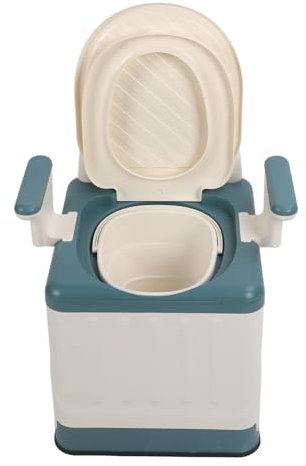 ZJchao Toilette da Campeggio per Adulti, Toilette da Comodino, Sedia Comoda da Comodino Pieghevole, con Braccioli e Cuscino Morbido e Base Antiscivolo Toilette Portatile a Prova di