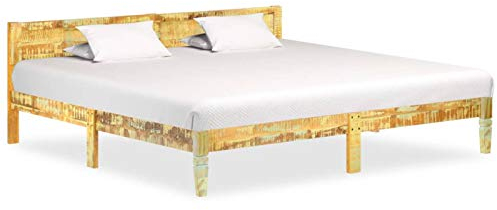 Rantry Massivholzbett Bett Holzbett Bettgestell Einzelbett Doppelbett Bettgestelle Jugendbett für Gästezimmer Schlafzimmer Altholz 200x200 cm für Gästezimmer Schlafzimmer