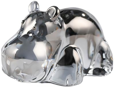 Movdyka Hippopotame gris cristal de 7,1 cm, figurines cadeaux pour femme, hippopotame en verre à collectionner pour les amoureux des animaux, pour anniversaire, Noël, centre de table décoratif pour