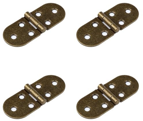 4Pcs Folding Flip Top Hinge 270 Degree Metal Hinges Folding Butt Hinges Round Edge Backflap Hinges for Table Cabinet Closet Door Furniture, Antique Brass