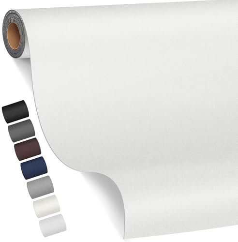 Kunstleder Selbstklebend, 80 x 200cm Leder Reparatur Set für Möbel, Sofa, Autositze, Taschen - Renovierung Kit (Glatt Elfenbeinweiß)