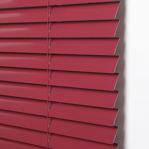 Home Office Aluminium Metal Venetian Blinds,25mm Slat Day and Night Light Filtering Window Shade,Red Aluminum Horizontal Venetian Window Blind Inside or Outside Mount,Custom