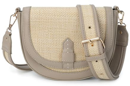 AFKOMST Crossbody Bag for Women Small Satchel and Shoulder Bag Vintage Straw Handbag