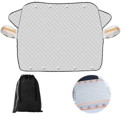 ZYKORT Copertura Parabrezza Auto, Copri Parabrezza Auto con 9 Magneti, Copri Parabrezza Auto, Copri Auto per Esterno Contro Ghiaccio, Neve, Polvere,Sole UV(145×113CM)