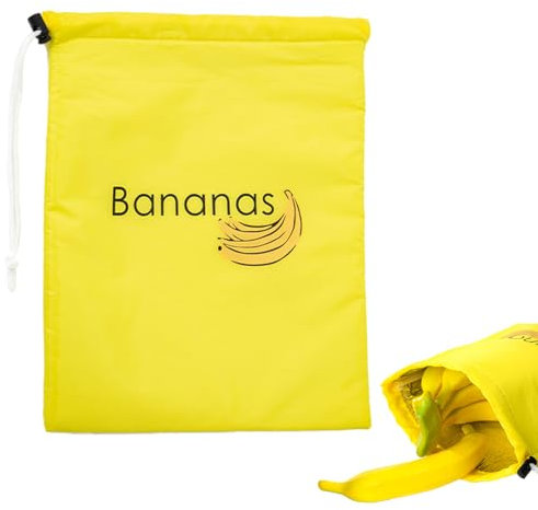 Fascetta Banana Bags for Fridge Keeps Fresher Longer with Drawstring Design Yellow Banana Storage Bag Shockproof and Portable Food Storage Container for Vegetables Fruits Kitchen Picnic Shopping Bags
