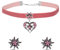 Bieiyhe Trachtenschmuck Damen Set, Dirndl Schmuck Oktoberfest Accessoires, Trachtenkette und Ohrringe, Outfit zum Oktoberfest, Dirndl Halskette, Dirndlschmuck Herz mit Edelweiss und Rosa Samt