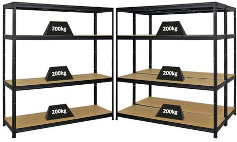 PROREGAL Mega Deal 3er-Set Schwerlastregal Giant Elephant 160x150x45cm mit 4 Ebenen Fachlast 200kg Schwarz, Kellerregal, Steckregal, Garagenregal, Lagerregal