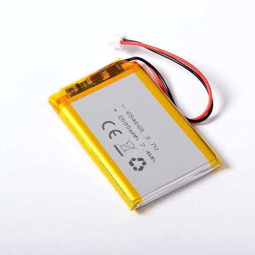 AFTERTECH 654060 2000mAh 2Ah 60x40x6,5mm CELLA POLIMERI DI LITIO LI-POLIMER LIPO 3,7v 3,7v RICARICABILE CON BMS E CONNETTORE JST PHR 02 M4B1