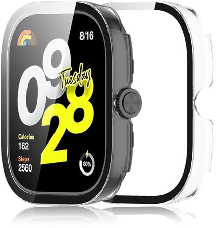 Haofun 2 Piezas Fundas Compatible con Xiaomi Redmi Watch 4, para Protector Pantalla Cristal Templado HD Protección Completa PC Dura Estuche Case - Transparente