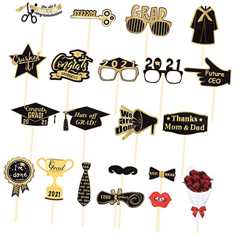 Ciieeo Requisitenset Für Abschlussfeiern 20-teilig Handgehaltene Fotoautomaten-Requisiten Einzigartige Dekoration Für Schulveranstaltungen