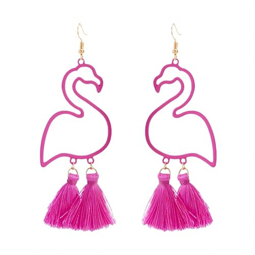 Flamingo Ohrringe Damen, Ohrringe Pink Hängend Flamingo, Exquisit Hawaii Earrings for Women, Rosa Sommer Ohringe Flamingo Accessoires für Damen Geschenke (Rosa-D)