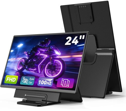 Monitor portatile grande da 24 pollici a 1080P FHD 100Hz, 125% sRGB IPS Display Extender per laptop, compatibile VESA, supporto staccabile regolabile in altezza con USB-C