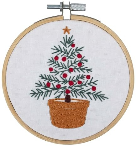 Trimits Embroidery Kits - 15cm 6 Embroidery Beginners Kit, Cross Stitch Kits for Adults, Starter Set with Bamboo Hoop, Fabric, Threads, Needle & Backing - Tree
