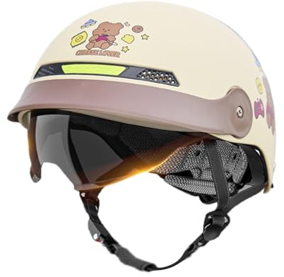 Opdestn Halbschalen Motorradhelm | Sonnenblende Skateboard Helm | Schnellverschluss Kopfschutz Für Damen Herren - Cruiser Mountain Bike ATV Fahren