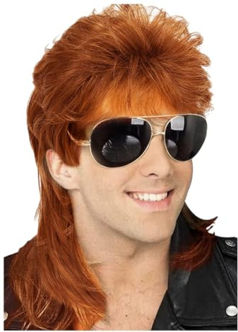 QUXVUIS Realistische Vintage Perücke für Männer, bequeme und langlebige Materialien, Halloween Kostüm für männliche Perückenabdeckung, Party Perücke, Rotbraun