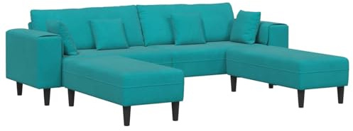 XHNIFBN 4-Sitzer Türkis Samt Sofa mit Federkissen 250 x 188 x 76 cm Modernes Design Robust & Langlebig für Wohnzimmer Jugendzimmer Büro