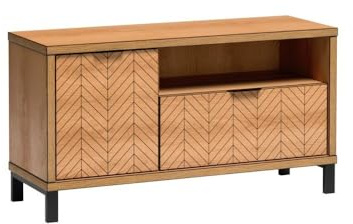 Masseno TV-Schrank CARINI 117,5 cm Fernsehschrank mit 2 Türen TV-Lowboard für Wohnzimmer Modern 117,5x40,6x53 cm Eichefarben