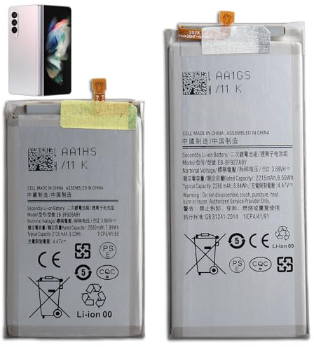EB-BF926ABY EB-BF927ABY Ersatzakku Kompatibel mit Samsung Galaxy Z Fold 3 5G F926 F926B SM-F926 SM-F927 SM-F927B F927 F927B 2120mAh / 2280mAh Handyakku, Standardakku 1 Paar