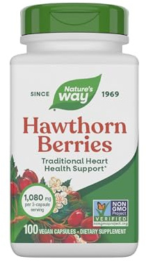 Nature's Way Herbal Hawthorn Berries, Traditional Heart Health Support*, 100 Vegan Capsules (Packaging May Vary)