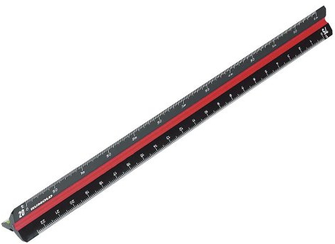 Rumold 242.304 Hochwertiger Dreikantmaßstab mit Reduktionsteilungen, Schwarz, 4-Tlg., 30cm Länge