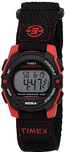 Timex Unisex Expedition Mittlere Größe Digital CAT Schwarz/Rote Schnell Wickel Klettverschluss Uhr T49956