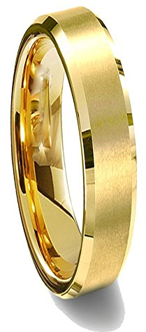 Gemini seine gelb gold Komfortable Passform, abgeschrägter Rand Hochzeit Band ttianium Ring für Herren Damen, Breite 57 mm