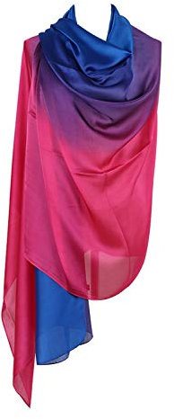 PB-SOAR Mode Damen Farbverlauf Schal Seidenschal Halstuch Stola 190 x 100cm, leicht und schlicht, 18 Farben auswählbar (Königsblau/Pink)
