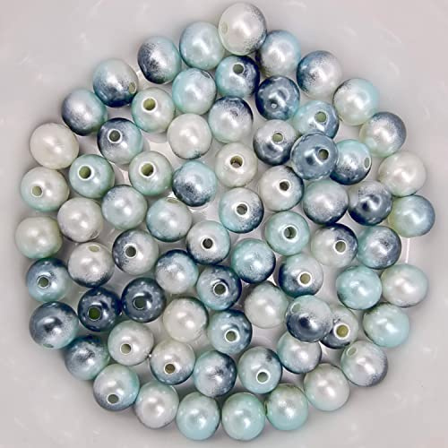 Bastelperlen bunt schimmernd 100 Stück, 10mm, grau, weiß - kuststoff Regenbogen Wachsperlen glänzend Drahtsterne Perlenkette basteln DIY Perlen Acryl Set groß Armband Schmuck