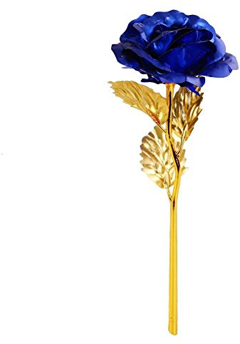 Youngine Creative 24K Oro Fiore Rosa Fiore Pieno Regalo Romantico per Voi con Box, Fatto a Mano e L'Amore Last Forever (Blu)