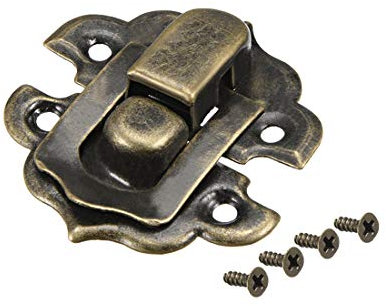 sourcing map Box Latch, Small Size Bronze Decorative Hasp Jewelry Cases Catch w Screws 2 Sets