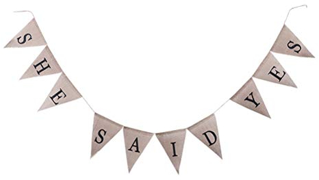 Amosfun Deko-Banner mit Aufschrift „She Said Yes“, aus Leinen, für Hochzeitsbankett, Dekoration