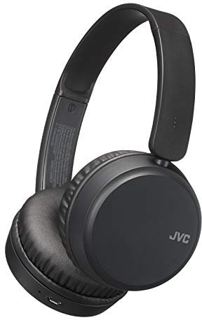 JVC Auriculares inalámbricos Deep Bass, Bluetooth 4.1, función de aumento de graves, compatible con asistente de voz, batería de 17 horas de duración - HAS35BTB (negro)