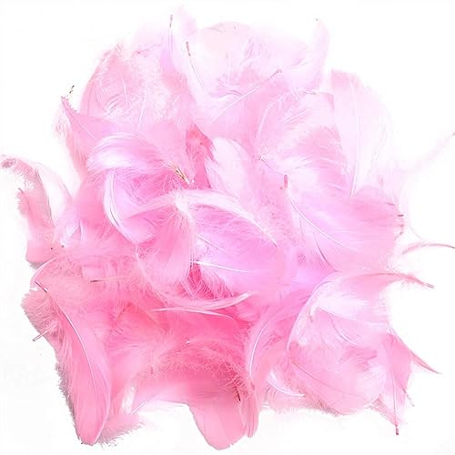 Suneast 300 Stücke Federn Dekoration Natürliche Gänsefedern Weiche Crafts Feather Indianer Federn für Traumfänger Basteln, Kostüme Hüte Schmuck Deko, DIY Ohrring - Rosa, 5-8cm