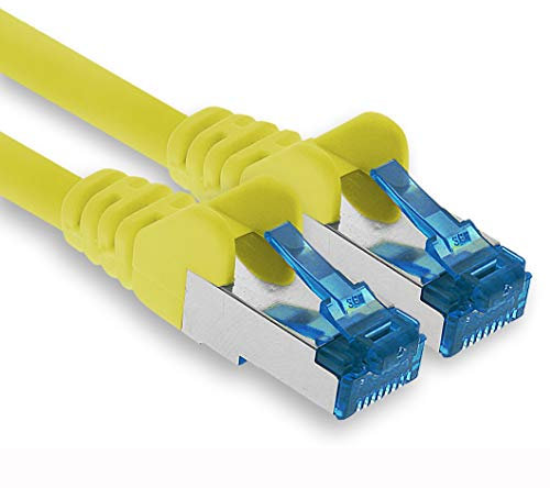 1aTTack.de 15m - CAT.6 - Cavo di rete LAN Ethernet Gigabit RJ45 CAT 6 Cavo patch A 10000 Mbit s Sftp Pimf 500 MHz compatibile con CAT5 CAT6 CAT7 Cat8 giallo - 1 pezzo