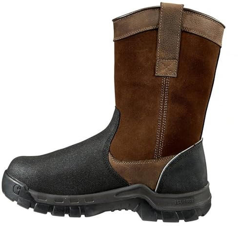 Carhartt Men's 11in Wellington Waterproof Metguard Comp Toe Industrial Boot, Brown Oil Tan/Black Coated, 11 M