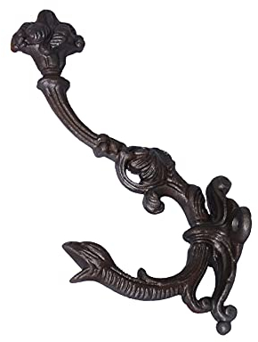 HomeHarmony® Antique Style Cast Iron Wall Mounted Coat Hooks Serpent Gargoyle Design (1630)