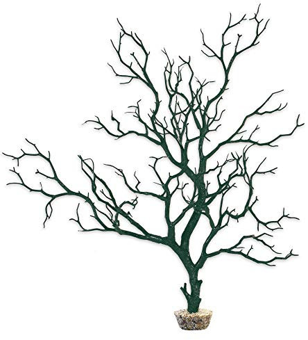 Current USA Moss Green Manzanita Branch 22-inch Tall with Weighted Base | Tree Branches Molded Aquarium Decor Decoration Fake Artificial Fish Tank Ornament for Freshwater or Saltwater (7396)