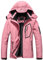 SUOKENI Damen Wasserdicht Warm Winter Schneemantel Kapuze Regenmantel Ski Snowboard Jacke, Pink, S