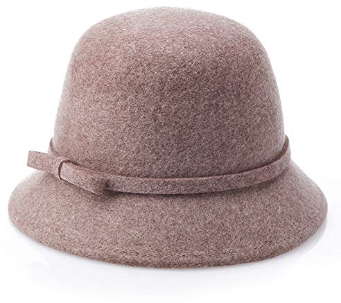 DongBao Eleganter, klassischer Damenhut, Cloche, weiche,Winterhut,Wollfilzhut Damen,Melonen Hut