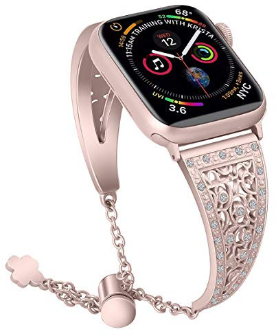 AISPORTS Compatible for Apple Watch Strap 49mm 46mm 45mm 44mm 42mm Crystal Bling Glitter Diamond Metal Bracelet Wristband Replacement Strap for Apple Watch Ultra 2/Ultra/Series 10/9/8/7/6/5/4/3/2/1/SE